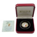 Queen Elizabeth II 2003 Isle of Man 'The Snowman' coloured silver proof fifty pence coin, cased with