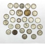 Twenty-five pre 1920 Great British one shilling coins including Queen Victoria 1868 with die number