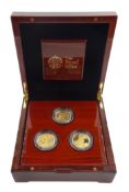 Captain Cook gold proof three coin series, comprising 2018, 2019 and 2020 dated gold proof two pound