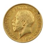 King George V 1911 gold half sovereign coin