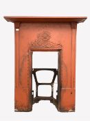 Victorian cast iron bedroom fire surround, with rose and trailing thorn decoration, W108cm, H131cm,