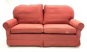 Two seat sofa upholstered in pink loose fabric, W190cm, H85cm, D99cm