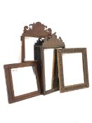 Edwardian mahogany framed wall mirror with reeded decoration, (35cm x 63cm) a similar mahogany mirr