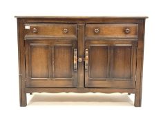 20th century oak dresser base, with two drawers over two cupboards, W121cm