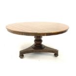 19th century rosewood centre table, with circular top covered in Formica, raised on turned pedestal