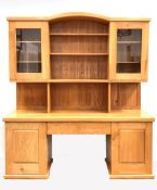 Lee Sinclair - a bespoke late 20th century solid elm dresser, arched top over two glazed doors each