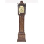 Late 17th/ early 18th century mahogany longcase clock, the hood with pierced fret work and fluted p