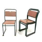 Set four metal framed industrial stacking chairs, labelled 'REL' W45cm