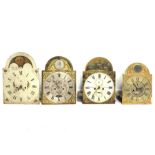 Four 19th century longcase clock movements and dials,