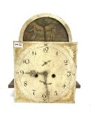 19th century 30 hour longcase clock dial and automaton movement, the arched dial depicting Adam and