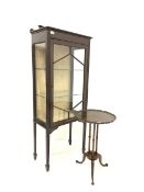 Small Edwardian glazed display cabinet with two glass shelves (W59cm, H146cm, D32cm) together with