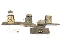 Four eight day longcase clock movements,