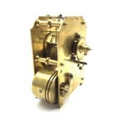 20th century brass single fusee movement, four spoke anchor escapement, four turned columns, H16cm