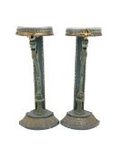 Pair of classical design marble top gueridons, decorated with winged dragons and gilt metal mounts,