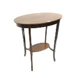 Edwardian mahogany oval occasional table with string inlaid top raised on slender splayed supports