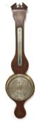 19th century mahogany wheel barometer and thermometer in mahogany case with shell and floral inlays