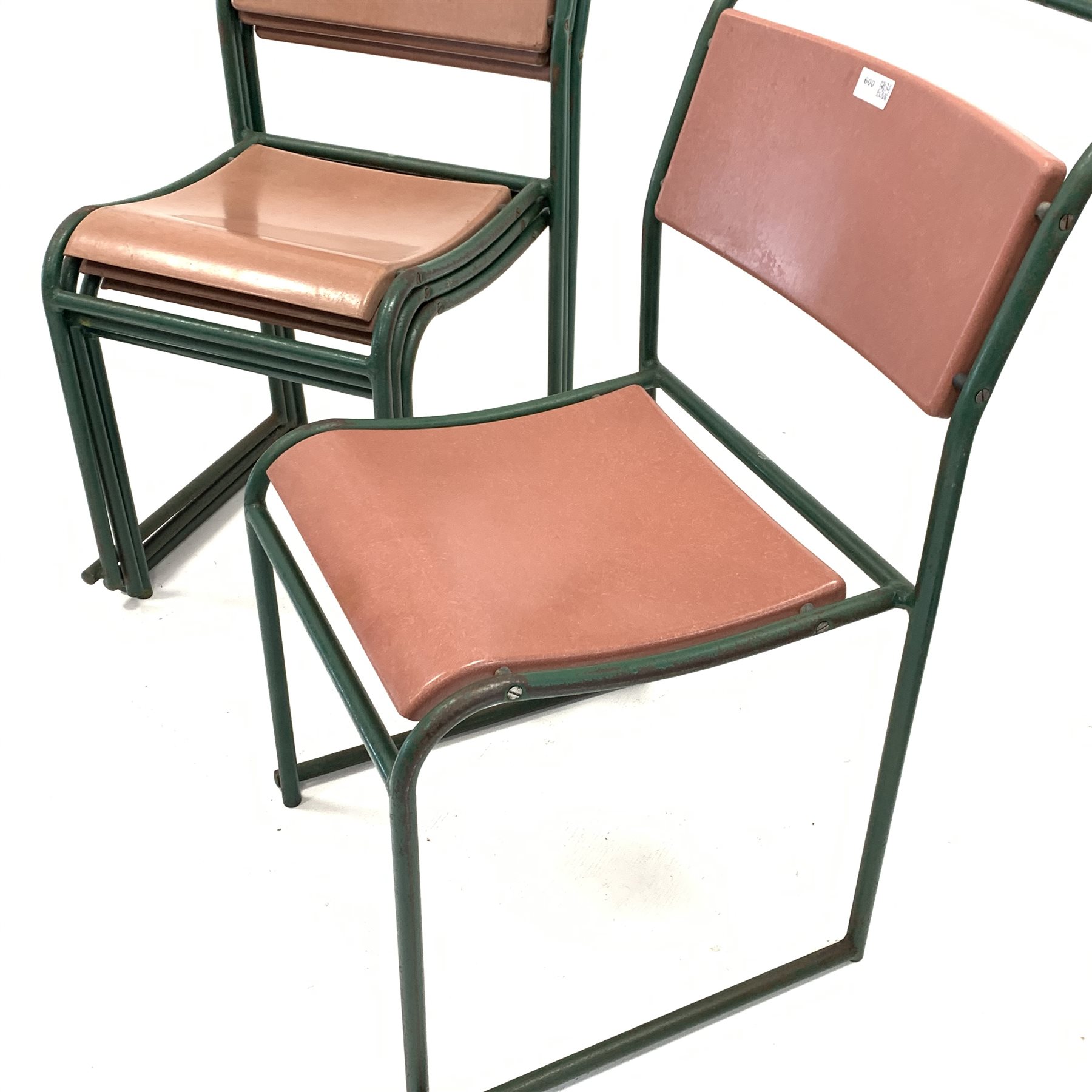 Set four metal framed industrial stacking chairs, labelled 'REL' W45cm - Image 2 of 2