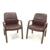 Vaghi - Pair of Italian mid 20th century office armchairs, the oxblood leather upholstered seat and