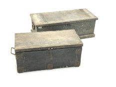 Two 19th century stained pine tool chests, (W78cm) contents to include moulding planes, saws, malle