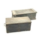 Two 19th century stained pine tool chests, (W78cm) contents to include moulding planes, saws, malle