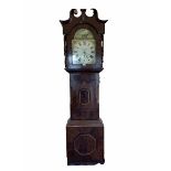 19th century mahogany longcase clock, white painted dial with Roman numeral chapter ring, subsidiar