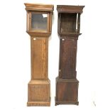 19th century oak and mahogany banded longcase clock case, (H207cm) and a 20th century oak longcase