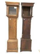 19th century oak and mahogany banded longcase clock case, (H207cm) and a 20th century oak longcase