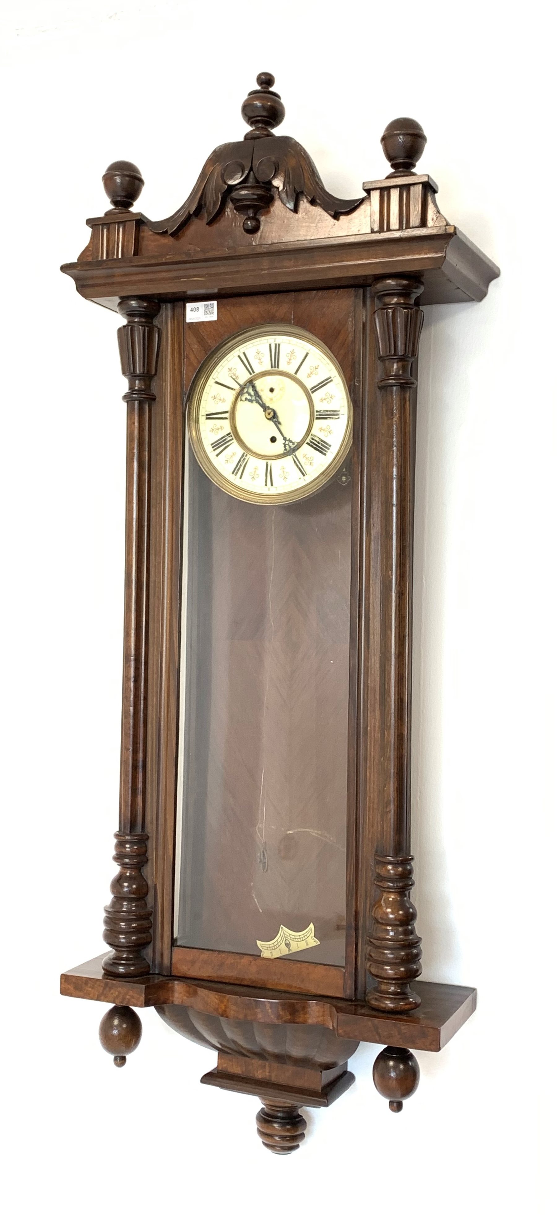 19th century mahogany Vienna style wall clock, (H122cm) together with another Vienna style wall clo