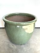 Large glazed terracotta plant pot, D73cm