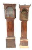 19th century longcase clock case, with dentil cornice (H208cm) and another oak longcase clock case