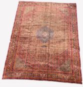 Persian Bijar rug carpet, lozenge medallion on red field surrounded by all over stylised floral moti