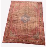Persian Bijar rug carpet, lozenge medallion on red field surrounded by all over stylised floral moti