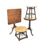 Arts & Crafts period oak table, Victorian tilt top tripod table, 20th century circular oak joint tab