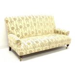 Multi-York 'Grosvenor' three seat sofa, upholstered in cream floral patterned removable cover, turne