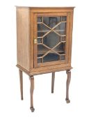 Late 19th century and later walnut cabinet on legs enclosed by single astragal glazed door, W67cm, H