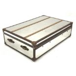 Large rectangular mirrored suitcase style coffee table, leather and wooden fittings, 149cm x 100cm,