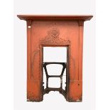 Victorian cast iron bedroom fire surround, with rose and trailing thorn decoration, W108cm, H131cm,