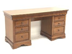 Barker and Stonehouse - cherry wood twin pedestal dressing table/desk, fitted with nine drawers, W15