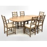 Ercol golden dawn elm extending dining table with fold out leaf (H74cm, 107cm x 162cm - 212cm), and