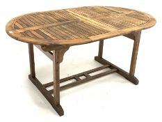 Teak extending garden table with foldout leaf, H74cm, 100cm x 160cm - 220cm (extended)