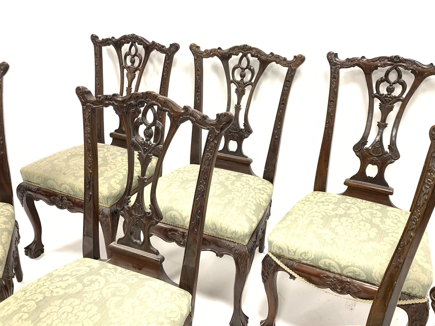 Late 20th century Chippendale design set six dining chairs, pierced and carved splat. the uprights a - Image 2 of 3