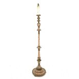 20th century Italian parcel gilt and painted pink standard lamp, H173cm (total including fittng)