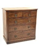 Victorian mahogany chest, moulded rectangular top with rounded corners above two short and three lon