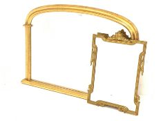 Moulded gilt framed overmantel mirror (115cm x 80cm) and another smaller gilt framed mirror