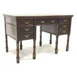 Edwards and Roberts - Edwardian Chippendale revival kneehole desk, moulded rectangular top with leat