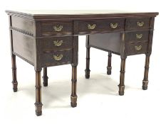 Edwards and Roberts - Edwardian Chippendale revival kneehole desk, moulded rectangular top with leat