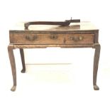 18th century oak side table fitted with single drawer, on cabriole supports, W95cm, H68cm, H61cm