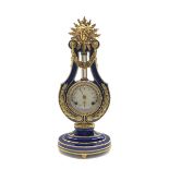V&A Marie-Antoinette sun king gilt metal mounted porcelain mantle clock, with jewelled bezel and whi