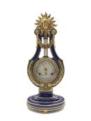 V&A Marie-Antoinette sun king gilt metal mounted porcelain mantle clock, with jewelled bezel and whi