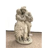 Reconstituted stone statue of a courting couple, H75cm